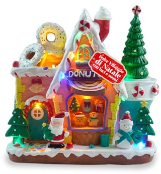 Avilia Northlight Weihnachtsdorf mit LED-Lichtern, rotierendem Baum und Weihnachtsmusik, handbemalte Dekoration mit USB-Kabel und Batterien, leuchtendes Animationsdorf für Zuhause oder Festliches