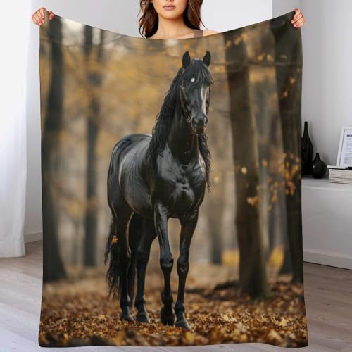 AASWDDS Couverture Polaire Cheval, en Flannel Douce Chaude Et Confortable, pour Canapé Ou Lit. Linge De Lit Couvre-lit Couvertures 130×150cm