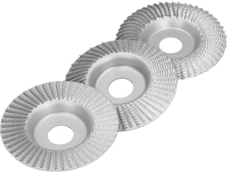 MasYosh 3 Discos de Talla de 3.937 in, Ruedas de Amoladora Angular de Acero Al Carbono con Formas de Biselado Plano para Dar Forma a la Madera, Tallado de Raíces, Compatible con