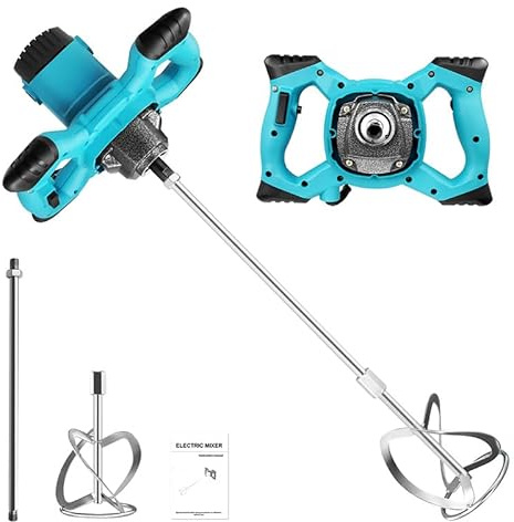 Quirl Mörtelrührer (Handrührwerk, 3500 Watt, Stablänge: 590mm, Rührkorb-Ø: 120mm, Drehzahlregulierung, 6-Gang-Getriebe, ergonomisch, Rühreraufnahme)