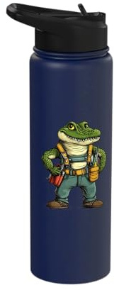 Alligator Wearing a Tool Belt Stainless Steel Insulated Water Bottle