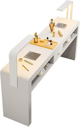 Mesa de manicura con colector de polvo y lámpara LED, estación de trabajo de uñas con cajones de almacenamiento, escritorio de spa, 80 cm x 40 cm x 78 cm