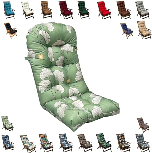 NIDSNID Coussin Chaise Jardin Dossier Haut, 110x50cm Imperméable Épais 8cm | Remplacement pour Fauteuil Relax, Avec Bande Élastique et Attaches pour Chaise Adirondack