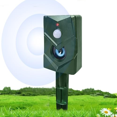 Asustador de gatos para jardín, funciona con pilas, repelente ultrasónico para gatos, repelente de animales, impermeable, sensibilidad ajustable, fácil de usar al aire libre, para perros, ardillas