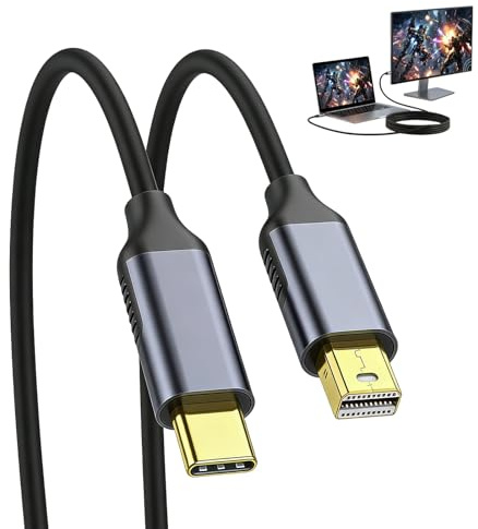 Zyrtkeriom Cable USB-C a DisplayPort 1,8 M, 4 K@60 Hz HDR, DP Alt Mode/Thunderbolt 3/4, enchufe chapado en oro y carcasa de aluminio, compatible con MacBook Pro, IMac, ordenadores portátiles y