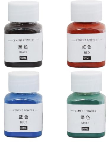 Frhwye 4 Colors Natural Dye Pigment for Concrete, 30 Ml Cement Color Powder, Iron Oxide Powder Dye Tint Pigment,Cement Dyes Colorant,Easily Soluble Powders for Stucco,Plaster,Concrete,Paint,Coating