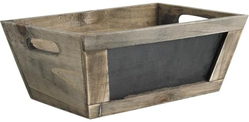 AUBRY GASPARD - Corbeille en Bois Vieilli avec Tableau Noir - 28X18X10 cm - Rangement Pratique et Élégant pour Cuisine - Bureau Ou Salon - Couleur Bois Vieilli