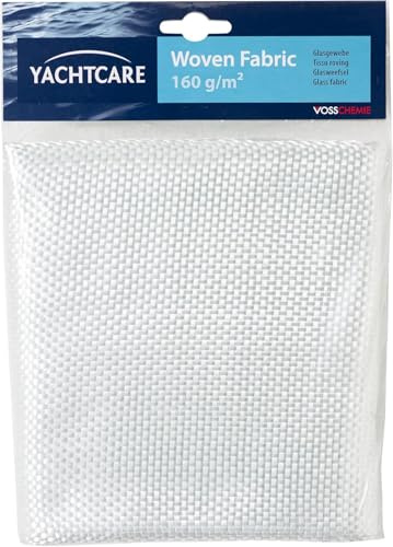 Yachtcare Glasgewebe Flächengewicht 160G/M² - Inhalt: 1M² - GFK Reparatur | Weiß - Hochwertiges Verstärkungsmittel für Reparaturen von flächigen Löchern und Schäden mit Polyesterharz und Epoxidharz.