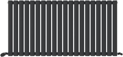 iBathUK Strata Wall Mounted Horizontal Single Oval Panel Radiator, 20-Column Steel, Hydronic Central Heating, High Thermal Output, Modern Designer Radiator for Bathroom in Matt Anthracite, 600×1180mm