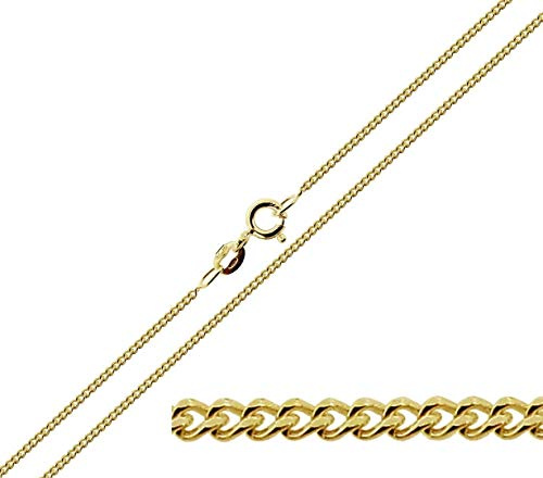 Christopher James of London CJoL - 9ct Gold Plated on 925 Sterling Silver 20 (51cm) 1.1mm Wide Diamond Cut Curb Chain In Gift Box - 1.6g