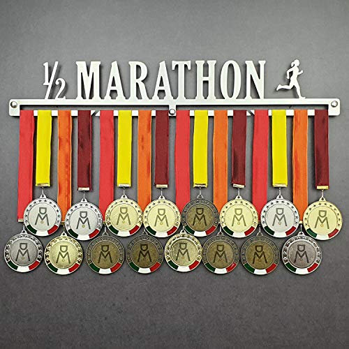 MEDALdisplay Half Marathon - Medaillen Aufhänger Frau - Wandhalterung für Sportmedaillen Running, Halbmarathon, Läufer - Medaillenhalter - Sport Medal Hanger (F 600 mm x 100 mm x 3 mm)