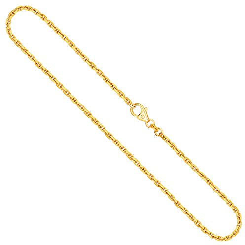 EDELIND Goldkette, Ankerkette diamantiert Gelbgold 750/18 K, Länge 50 cm, Breite 2 mm, Gewicht ca. 12.8 g., NEU