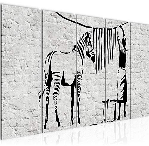 Runa Art Bild Washing Zebra Banksy Wandbilder auf Vlies Leinwand 5 Teilig Wanddekoration Loft Wohnzimmer 303256a