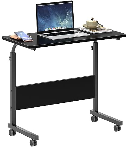 SogesHome Höhenverstellbarer Laptop-Tisch mit Rollen, Mobiler Computertisch/Beistelltisch für Sofa, Bett oder Büro, Kleiner Schreibtisch für Home-Office, Arbeiten im Sitzen & Stehen,80 x 40 x 71 cm
