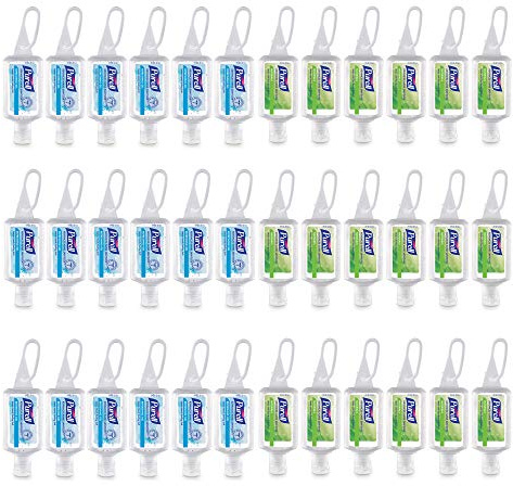 PURELL Advanced Hand Sanitizer Variety Pack, Naturals and Refreshing Gel, 1 fl oz Travel Size Flip Cap Bottle with JELLY WRAP Carrier (Pack of 36) - 3900-36-CMRFRAG
