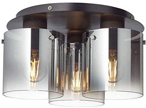 Brilliant Lampe Beth Deckenleuchte 35cm schwarz/rauchglas | 3x A60, E27, 60W, g.f. Normallampen n. ent. | Für LED-Leuchtmittel geeignet | Dimmbar bei Verwendung geeigneter Leuchtmittel