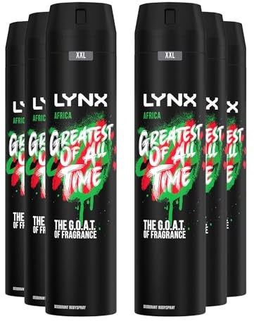 Lynx Africa XXL Anti Perspirant Body Spray Deodorant Deo Aerosol Pack of 6x250ml