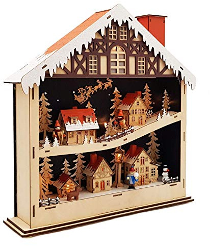 Wichtelstube-Kollektion Weihnachtsdeko Holz beleuchtet Weihnachtshaus Schwibbogen