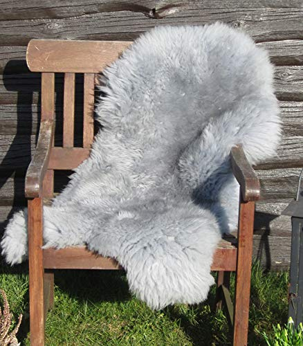 Felltrade Merino Schaffell Lammfell echtes Fell in tollen Farben 140-150 cm ökologische Gerbung (grau)