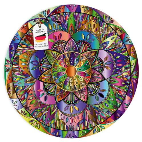 Mauspad Mandala rund – 22 cm | Spezialkautschuk, stark haftende Unterseite, spirituelles Boho-Design für Schreibtisch, Büro & als Geschenk