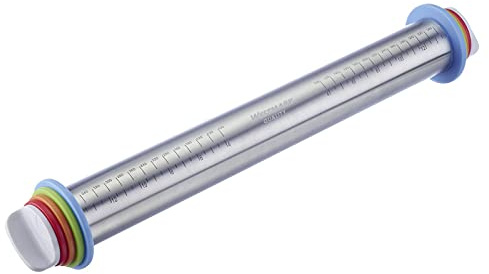 Westmark Backroller mit 4 Distanzringen, je 1 Ring à 10 mm, 6 mm, 3 mm,2 mm, Mit Skaleneinteilung, Rostfreier Edelstahl/Kunststoff, Silber/Weiß/Hellblau/Hellgrün/Orange/Rot, 30452260