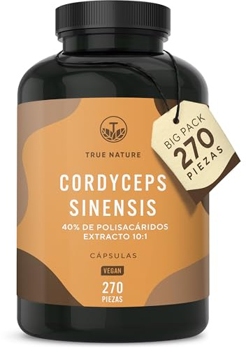 Cordyceps Sinensis - 19500 mg - 270 Capsule (Estratto CS-4 10:1) Alto dosaggio - con 40% di Polisaccaridi Bioattivi - Analizzato in Italia e confezionato in Germania da TRUE NATURE