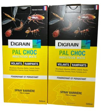 Anti Cafard Choc - 2 Sprays 500 ml - 1000 ml - Digrain - Pal Choc - Cafards, Moustiques, Mouches, Blattes, Fourmis, Puces, Punaises de lit...