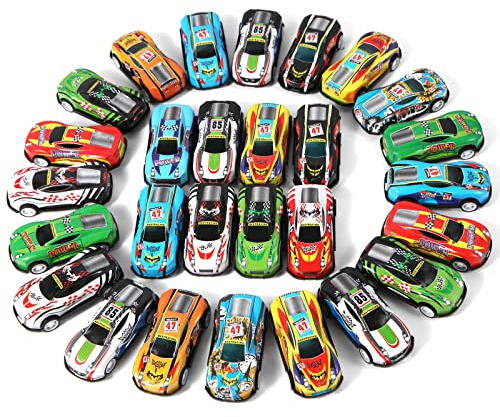 Benzem 28 Pack Pull Back Cars for Kids, Mini Vehicles Toy Bulk Party Favor Race Cars Toys, Goodie Bag Stuffers, Pinata Fillers for Boys Girls Toddlers