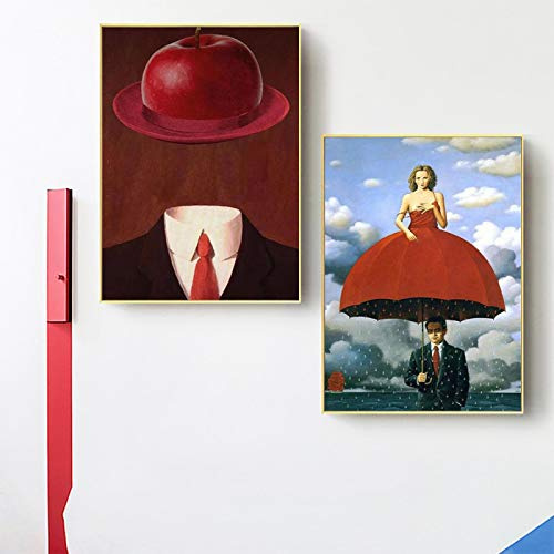 SDVIB Nordic Retro Abstraktes rotes Kleid Regenschirm Poster und Drucke Red Hat Leinwand Gemälde Wandkunst Bilder Wohnzimmer Dekor19.6x 27.5(50x70cm) x2 Kein Rahmen