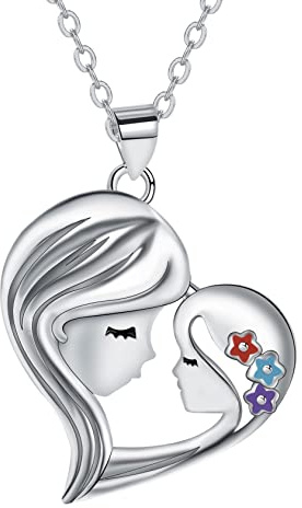 Micory 925 Sterling Silber Mutter und Tochter Herz Anhänger Kette – Schmuck Geschenk für Mama, Ehefrau, Freundin, Tochter (Valentinstag, Muttertag, Geburtstag)