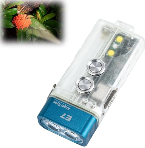 RovyVon E7U - Linterna de llavero de alto CRI, 500 lúmenes, linterna recargable de doble potencia, brilla en la oscuridad, linterna para exteriores con práctica luz lateral, modo de bloqueo