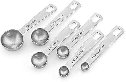 6pcs Measuring Spoon Set, Premium Heavy Duty Stainless Steel Measuring Spoons with Metric and US Measurements Multipurpose Kitchen Teaspoon