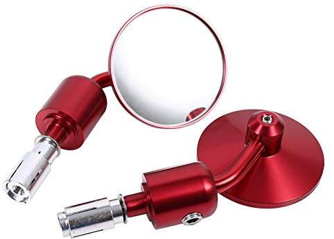 Konvexer Spiegel für Motorräder, Verstellbare Position der Lenkerendenspiegel, Einfache Installation, Passend für die Meisten Motorräder, Straßenräder, 7/8-Zoll-Lenker. (Rot)