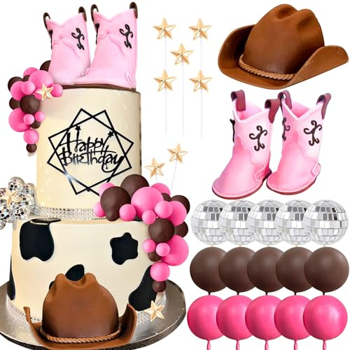 JeVenis Disco Cowgirl Cake Toppers Western Cake Decorations