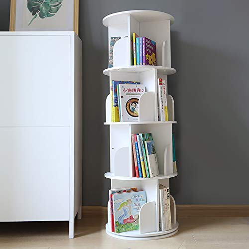 GaRcan Drehbares Bücherregal aus Holz, um 360 Grad drehbares Bücherregal für Schüler, Spielzeugausstellung und -aufbewahrung für die Schule zu Hause, einfache Montage, weiß B, 45 x 127 cm