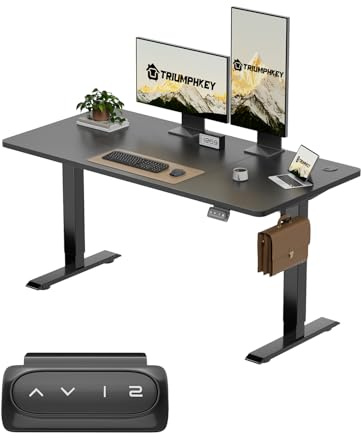 TRIUMPHKEY 140x60cm Scrivania Regolabile in Altezza,Elettrica Scrivania Ufficio con Funzione di Memoria,Tavolo da Computer,Postazione di LavoroStanding Desk 71-119 cm?Nero?