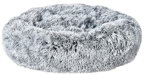 Dehner Lieblinge Kuschelbett Cookie, Hundebett/Katzenbett pflegeleicht, ca. Ø 58 cm, Höhe 14 cm, Größe M, Polyester, grau