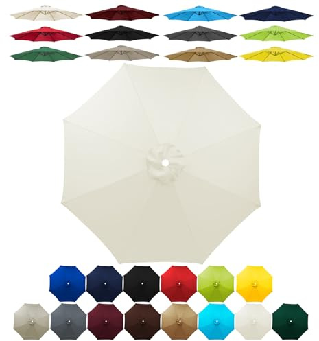 HonunGron Sonnenschirm Ersatzbezug 2.0m 2.3m 2.5m 2.7m 3.0m 6 Rippen/8 Rippen, UV-Schutz Ersatz-Bezug, Sonnenschirmbezug für Gartenschirm Ampelschirm Terrassenschirm (3.0m-8 Rippen,Beige)
