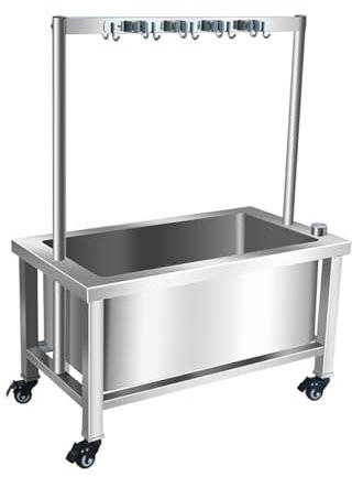 Mobiles Moppwaschbecken, Wischmopp-servicebecken Mit Rädern, Hausmeisterwagen Aus Metall, Bodenstehender Reinigungswagen, Gartengeräte-organizer, Lagerregal Für Besenmopphalter(138cm/54.3in)