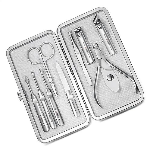 Maniküre/Pediküre Set 9-teiliges Maniküre-Set, Pediküre-Set for Männer und Frauen, scharfes Nagelknipser-Set, professionelle Nagelschneider-Werkzeuge aus Edelstahl mit Reiseetui-Set Nagelpflege-Werkze