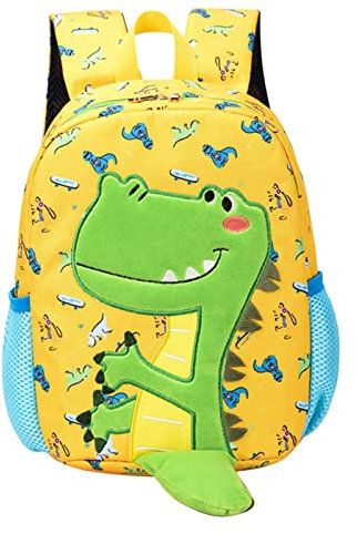 Herren-Rucksäcke, Schulbeginn, Saison, modisch, atmungsaktiv, Dinosaurier-Druck, Kinder, Schüler, Reißverschluss, Cartoon-Schultasche, Nylon-Rucksack, Ski-Rucksack für Herren, gelb, L