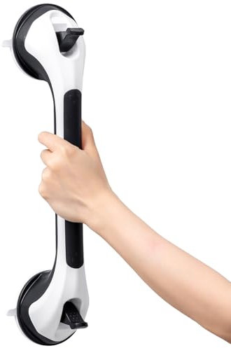 TAILI Suction Grab Rails for Bathroom, 43 CM Hand Rails for Elderly, MAX Hold 110 KG Shower Grab Bar for Elderly, Senior, Disabled, Strong Bathtub Shower Handles, No Drilling, Disability Aids, Black