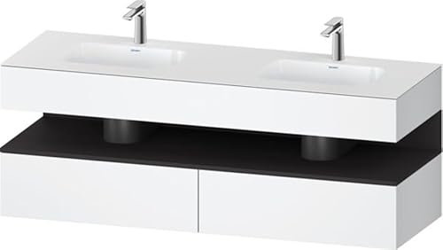 Duravit Qatego lavabo encastré avec meuble sous-lavabo en console, 1600x550x600mm, niche graphite supermat, lavabo double, QA4797080180010, Couleur: blanc