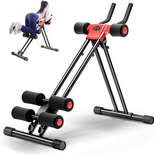 GUUG Bauchmuskeltrainer Bauchtrainer für Zuhause: Bauch Trainingsgerät Klappbar Bauchmuskeltraining Gerät Fitness Bauchtraining Abdominalmaschine Home Gym Equipment für Zuhause Männer Frauen Rot