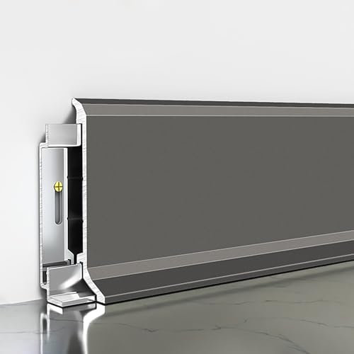 Raouoae Aluminiumlegierung Sockelleiste Einfache Montage Wasserfest Länge 125 Cm * 2 Stück Abschlussleiste Moderne Fußleiste Elegante Fußleisten Für Ihr Zuhause(Option 10,Höhe: 6 cm)