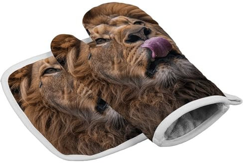 Gants de cuisine personnalisés résistants à la chaleur pour femme - Motif lion