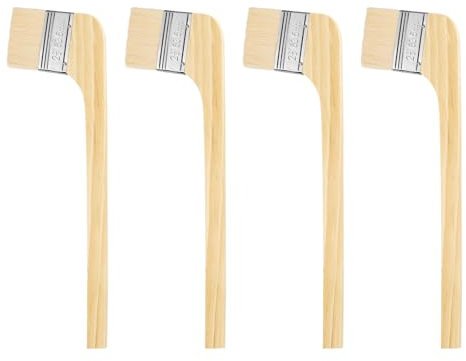 sourcing map 4 pinceles de pintura de 6,35 cm de ancho, lana suave, variedad de pinceles en ángulo, cepillo de pintura para radiador, para pintar muebles, paredes, tratamiento, color blanco