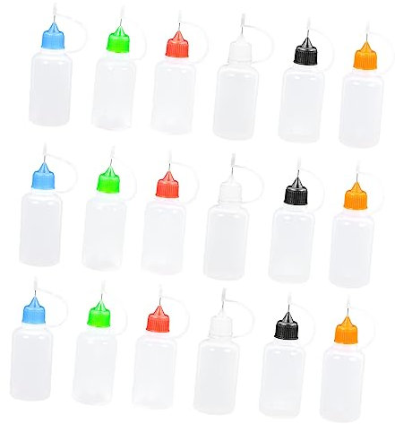 KOCKSHION 18stücke Nadelspitze Kleber Flaschen Mit Farbigen Spitzen Für DIY Handwerk Für Kleine Mengen Flüssigkeit Farbe Und Klebstoff