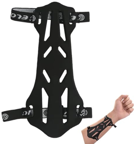 Archery Arm Guards Kids Adult Armguard Forearm Guard Archery Arm Protector with 2 Straps Adjustable Buckles Rubber (Black)