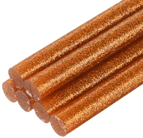 QUARKZMAN 6 Stück Heißklebestifte 7mm x 200mm Mini Heißklebesticks Heißklebepistole Heißkleber Klebestifte Heißklebestäbchen für Reparieren Kunst Dekorieren DIY Handwerk Glitzer Bronze Gold